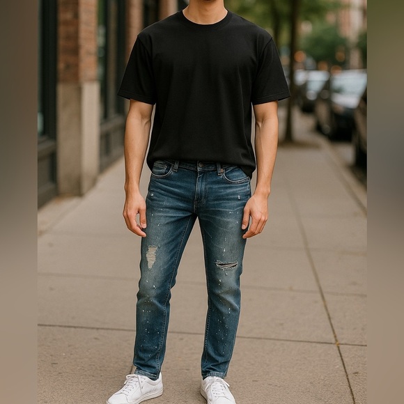 PacSun Blue stacked Skinny Jeans - Picture 1 of 7